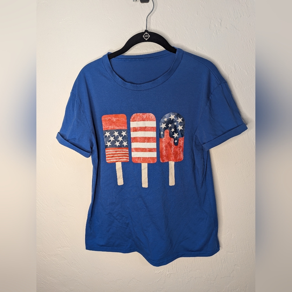 Blue Womens Shirt with Popsicle Print
